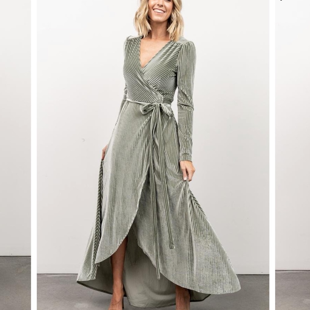 Baltic Born Sage Velvet Ribbed Dress- NWT